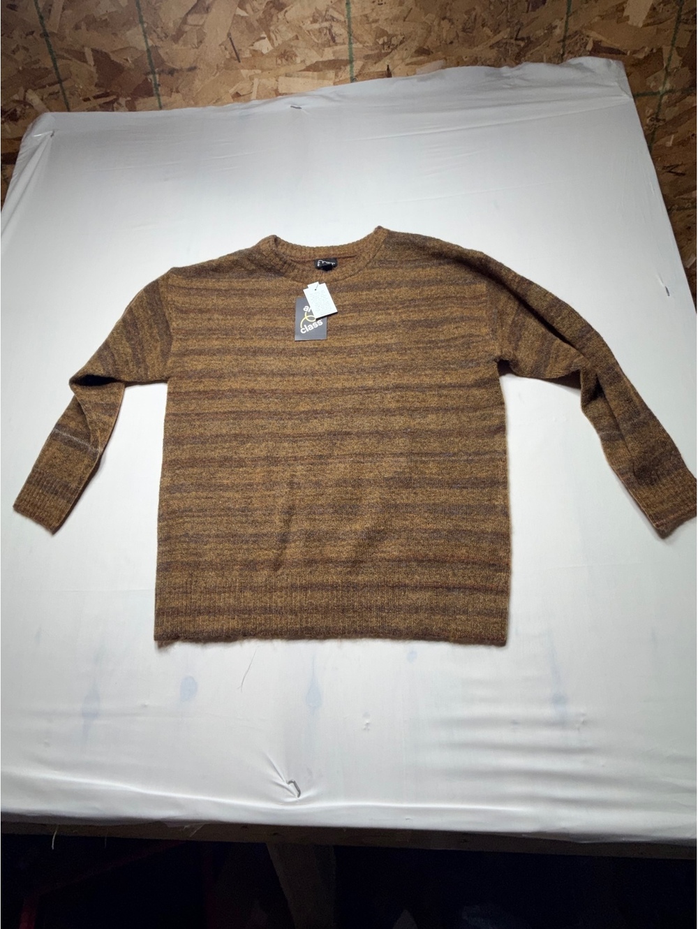 Art Class Brown Striped Recycled Polyester Sweater Size L (10/12)